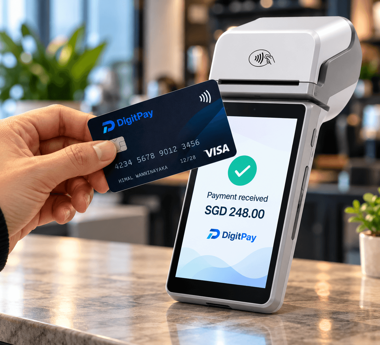 DigitPay payment terminal receiving a card payment